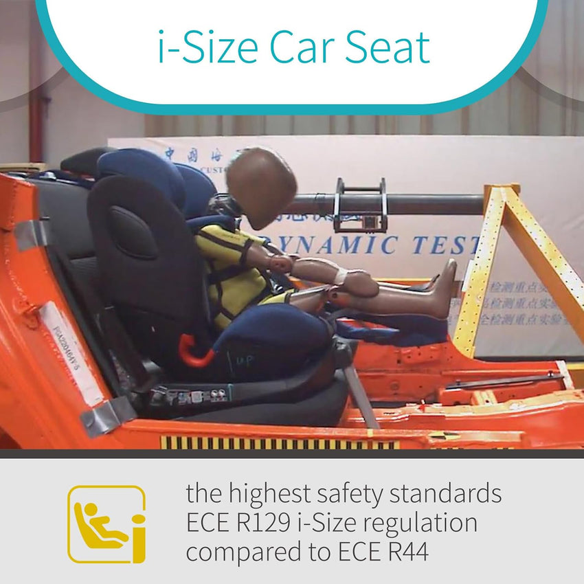 globalkids i-Size 360 Swivel Car Seat, Group 0+123 Car Seat with ISOFIX and Support Leg, ECE R129, 0-36 kg, 0-12years, 40cm-150cm, (Black Grey)