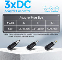 ANLINK 15V 1A/1000mA 1.8M Long Power Supply Adapter, AC 100-240V to DC 15V 1A Switching Adapter 5.5x2.1mm Wall Plug with 3 Tips for Cat Open Air Self Cleaning,Jump Starter and More, UKCA Certified