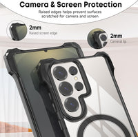 CAROKI Crossbody Lanyard Case for Samsung S25 Ultra,Ultra Clear Hard Back Magnetic Case Compatible with MagSafe Bumper with Strap Adjustable Neck Cord Cover for Samsung S25 Ultra-Black