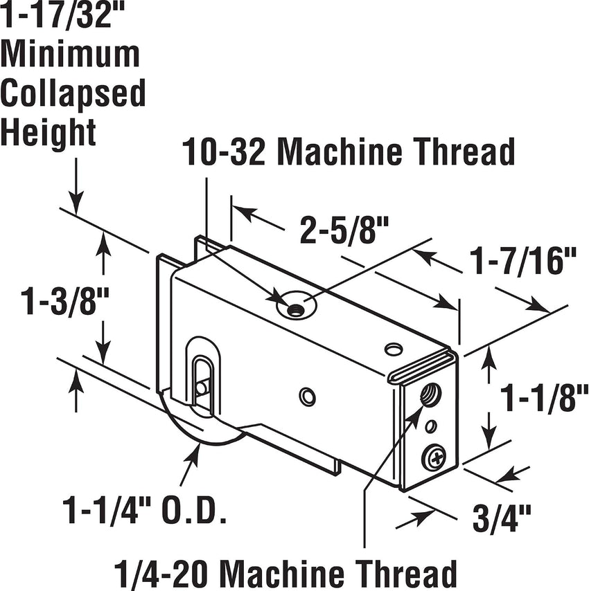 Prime-Line Steel Roller Assembly 1.25in Ball Bearing Plain Back â 1.25in