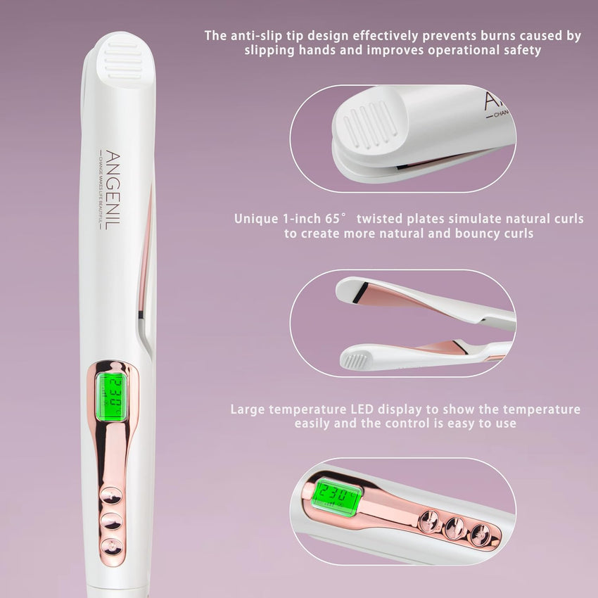 Pro Twist 2-in-1 Hair Straightener & Curler Ceramic Dual Voltage LCD 130-230Â°C - With Heat Mat