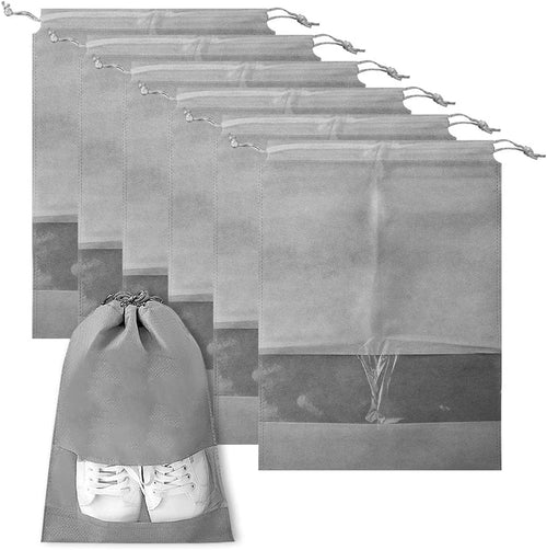 6Pcs Travel Shoe Bags with Transparent Slot â Grey
