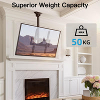 PERLESMITH Ceiling TV Bracket - Adjustable Swivel Ceiling Mount for Most 26-65 inch TVs, Full Motion Ceiling TV Mount, Supports up to 50kg, Max VESA 400x400mm, PSCM2-E
