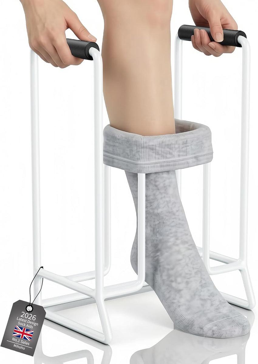 Sock Aid Dressing Tool for Compression & Support Socks White