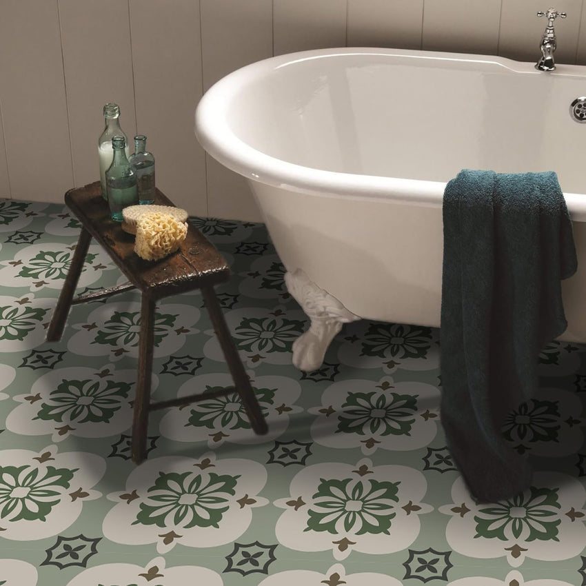 Vinyl Flooring Self Adhesive Floor Tiles Sticker Peel and Stick Vinyl Flooring Planks for Kitchen Living Room and Bathroom Floor, Sage Green