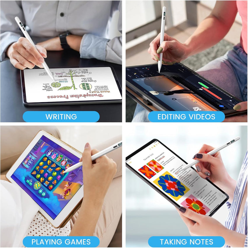 Stylus Pen for Ipad,Ipad Pencil for 2018-2024- Ipad Pen 3X Faster Charge/Work 11H with Palm Rejection/Tilt Sensitivity for iPad Pro 11/12.9/13'', iPad 6-10,iPad Air 11/13'',3-5,iPad Mini 5/6 (white)