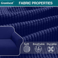 Granbest High Stretch Sofa Covers 2 Seater Super Soft Loveseat Cover Universal Couch Covers Jacquard Sofa Cover for Dogs Non Slip Furniture Protector Machine Washable (2 Seater, Navy Blue)