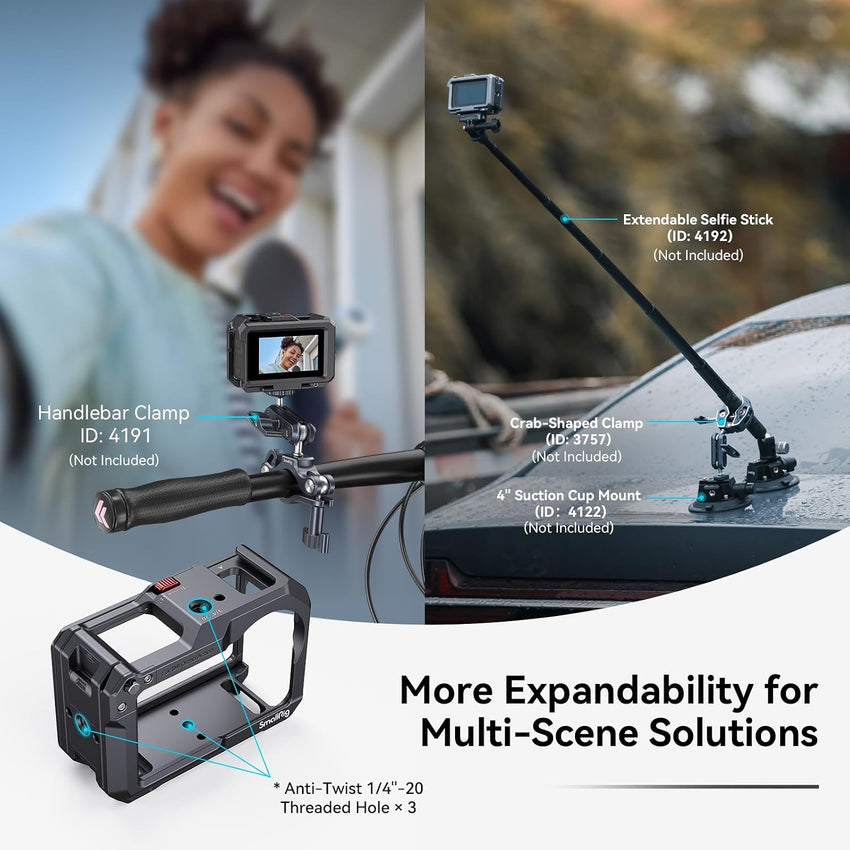 SMALLRIG Action 3/4 Camera Cage with Cold Shoe and 1/4"-20 Threaded Holes Aluminium