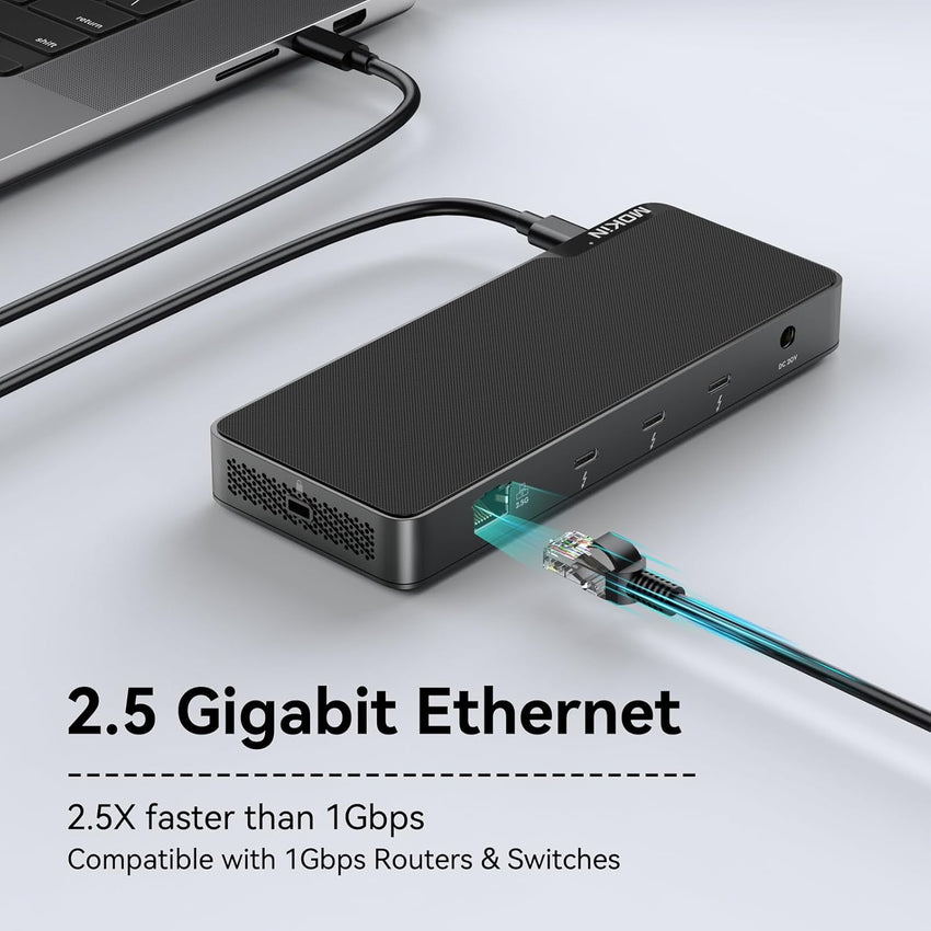 MOKiN Thunderbolt 4 Dock, 12-in-1, Single 8K or Dual 4K @ 60Hz Display, 85W Charging, 3 x 40G Thunderbolt 4, 2 x 10G USB-A, 1 x USB-C (PD 30W), 2.5GbE, Audio, SD/TF 4.0, Compatible for Mac and Windows