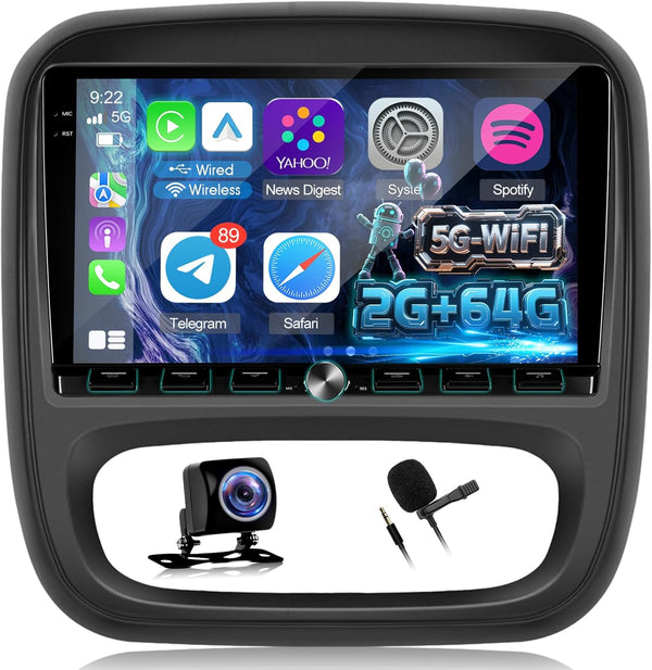 9-inch Android Car Stereo READ DESC Wireless CarPlay Android Auto 2GB+64GB Bluetooth Opel Vivaro 2014-2018