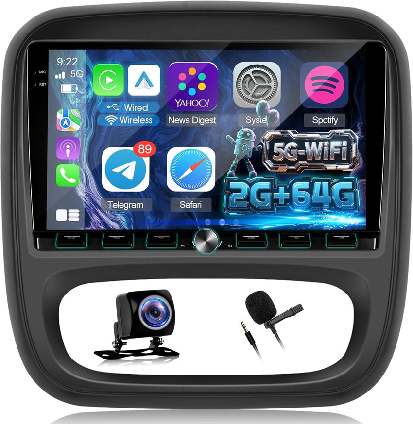 9-inch Android Car Stereo READ DESC Wireless CarPlay Android Auto 2GB+64GB Bluetooth Opel Vivaro 2014-2018