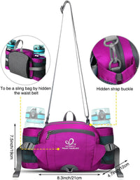 WATERFLY Hiking Waist Pack Bum Bag Waist Bag with Bottle Holder Running Bag for Camping Climbing Travel Cycling and Dog Walking (Rose)