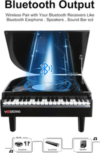 VOSTERIO Bluetooth Record Player with Built-in Speakers, Modern 3-Speed Turntable with USB Playback and Vinyl Recording, Vinyl Player in Piano Design- Black