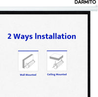 Darmito 100 16:9 Electric Motorised Projector Screen, Full HD 3D 4K 8K Matt White +1.2 Gain, with Remote Control, For Meeting School Home Cinema Theater Movie TV DVD Indoor