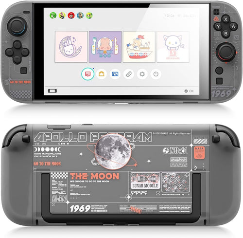 Hard Case for Switch 2 Anti-Scratch Transparent Protective Cover with Detachable Handle Moon
