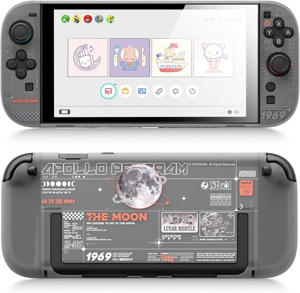 Hard Case for Switch 2 Anti-Scratch Transparent Protective Cover with Detachable Handle Moon
