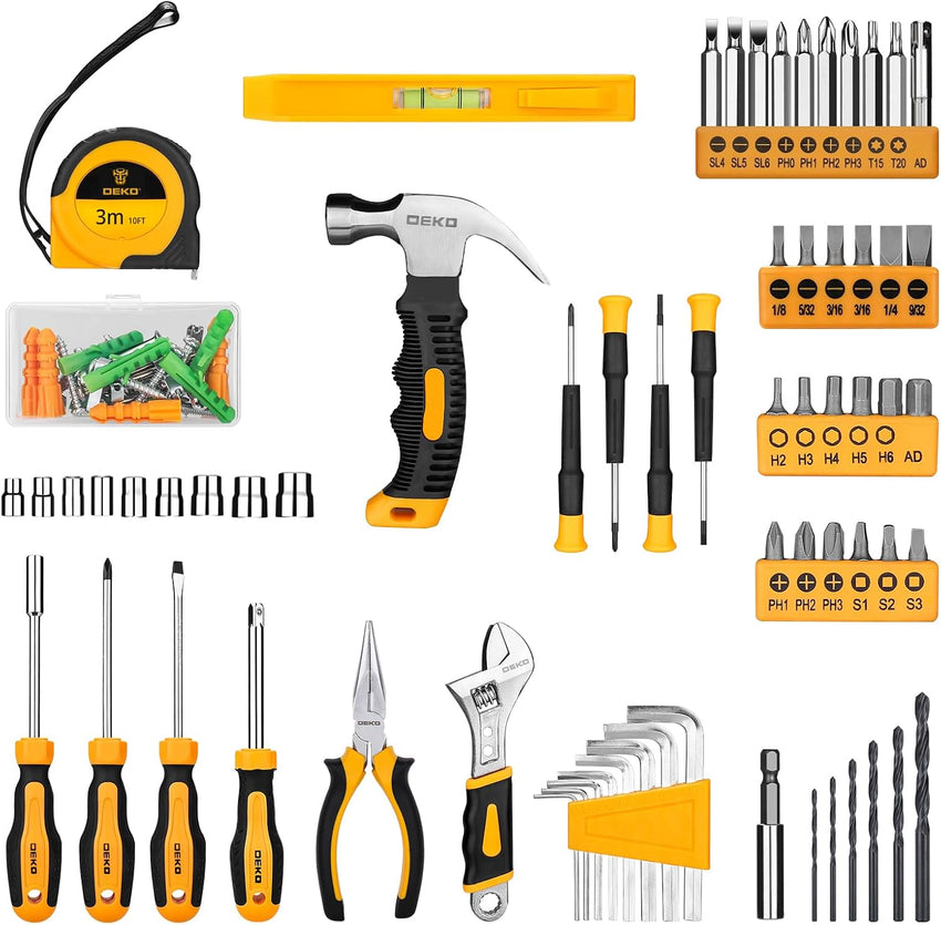 Tool Kit: DEKO Drill Set with Cordless Drill, Tool Kit Set Box, DIY Hand Tools for Men and Home, with 8V Electric Drills,126 Piece