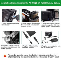 Gonine AC-PW20 AC Power Adapter NP-FW50 Dummy Battery Kit for Sony Alpha ZV-E10 A7 A7R A7S A7II A7RII A7SII A6500 A6400 A6300 A6100 A6000 A5100 A5000 RX10 II III IV NEX-3 NEX-5 NEX-7 Camera