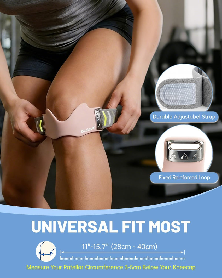 Patella Tendon Knee Strap V-Shaped 3D Cushion 2-Pack Anti-Slip Support Pink