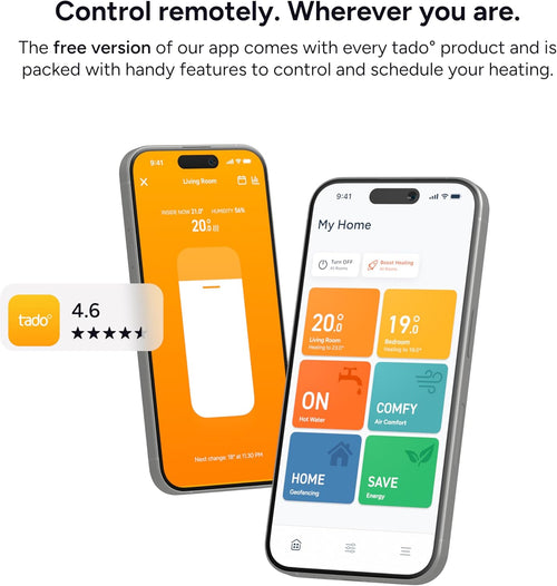 tado Smart Thermostat X Wired Add-On Room Thermostat App & Voice Control White