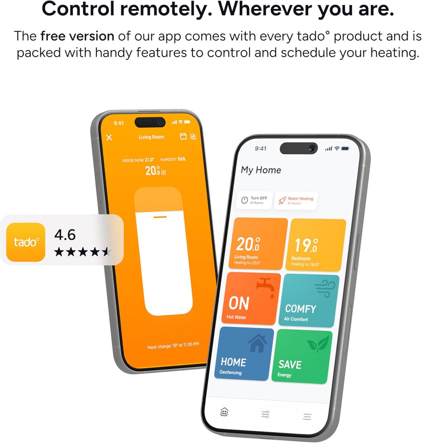 tado Smart Thermostat X Wired Add-On Room Thermostat App & Voice Control White