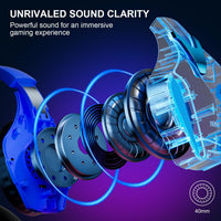 YOTMS PS4 Gaming Headset for Xbox One, PS5, PC, Wired Gaming Headset with Bass Surround, Over Ear Headphones with Mic, 3.5mm interface (Violet)