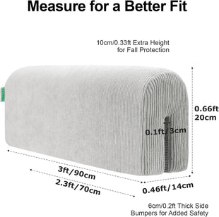 Toddler Bed Bumper Protector Soft Memory Foam â Grey 90cm
