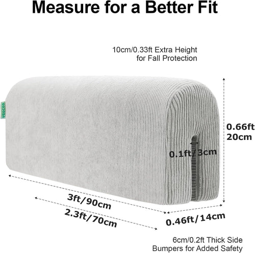 Toddler Bed Bumper Protector Soft Memory Foam â Grey 90cm