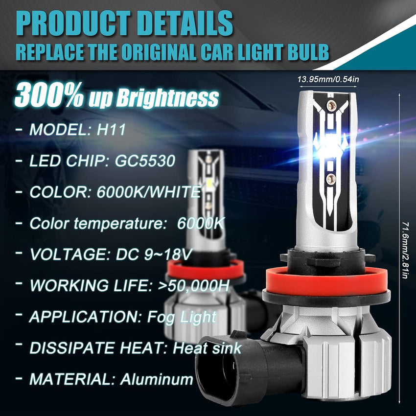 H8 H9 H11 LED Headlight Bulbs Canbus Error Free 12V 70W 12000Lumens