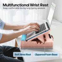 Heyife Laptop Knee Tray for Lap with Cushion, Adjustable Laptop Pillow for Bed/Couch, Foldable Tablet Pillow Holder for Lap, Sofa and Desk for up to 15'' PC/Mac, Tablet, iPad, Kindle, Pink