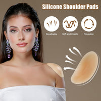 SAVITA 2 Pairs Silicone Soft Anti-Slip Shoulder Pads, Self Adhesive Invisible Non-Skidding Shoulder Push-up Pads Reusable Shoulders Enhancer Sticky Pad for Women Clothing (Skin Color)
