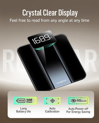 Digital Bathroom Scale High-Precision LED Display Tempered Glass 400lb Capacity Silver. Batteries included