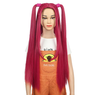 Girls Long Pink Double Ponytail Anime Cosplay Wig Heat-Resistant â Pink