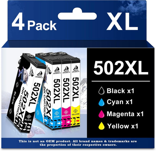 DOUBLE D 502XL Ink Cartridges for Epson 502 502XL Ink Multipack, Work for Epson Expression Home XP-5100 XP-5105 XP-5150 XP-5155 Workforce WF-2860 WF-2865 WF-2880 WF-2885 Printer, 4 Pack