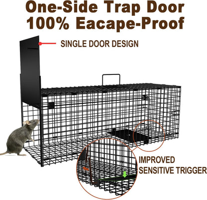 Amagabeli Garden Home Humane Live Animal Trap 78X26X29cm Catch Release Cage for Large Nuisance Rodents Control Raccoon Mole Gopher Opossum Groundhog Squirrel Feral Stray Cats Rescue Wild Rabbits
