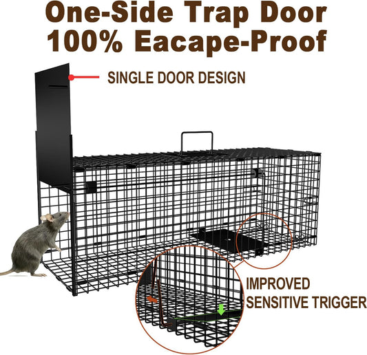 Amagabeli Garden Home Humane Live Animal Trap 78X26X29cm Catch Release Cage for Large Nuisance Rodents Control Raccoon Mole Gopher Opossum Groundhog Squirrel Feral Stray Cats Rescue Wild Rabbits