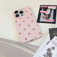 Reownest Case for iPhone 14/13, Cute Cherry Pattern Design Soft Slim TPU Cover with Raised Camera Protection Stylish Aesthetic Phone Case for Girls & Women - Pink