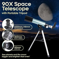 Mijiao Telescope for Kids, Astronomical Telescope Zoom 90X HD Outdoor Monocular Space Telescopes Portable Refractor Spotting Scope With Tripod, Telescopes for Adults, Kids and Beginner