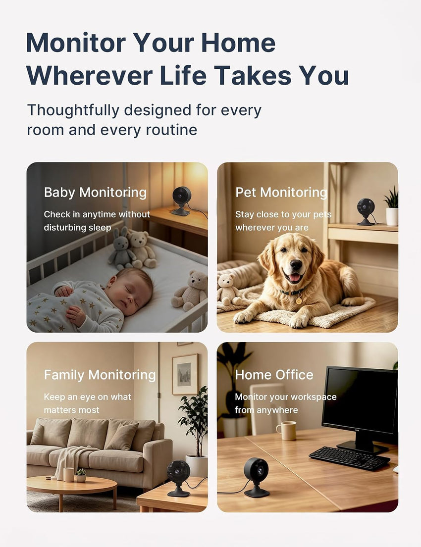 GNCC GC3 2-Pack Indoor Security Camera 1080P, CCTV Cameras for Home/Pet/Baby, Fixed Lens, Night Vision, 2 Way Audio, Motion/Sound Detection, APP Control,Works with Alexa & Google Home, 2.4GHz WiFi
