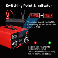 Hugoome Beleeb Series C40 Battery Charger 12V 24V 36V 48V 60V 72V, Pulses of High-Voltage Battery Desulfator Maintainer with Crocodile Clips for Lead-Acid Lithium-ion Batteries