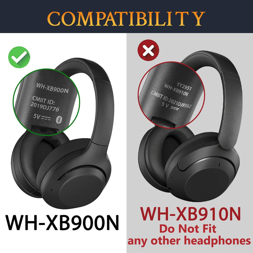 SOULWIT Earpads for Sony WH-XB900N (Not Fit WH-XB910N) - Black | Also for WH-CH710N/WH-CH720N/WH-RF400/MDR-RF895RK Headphones