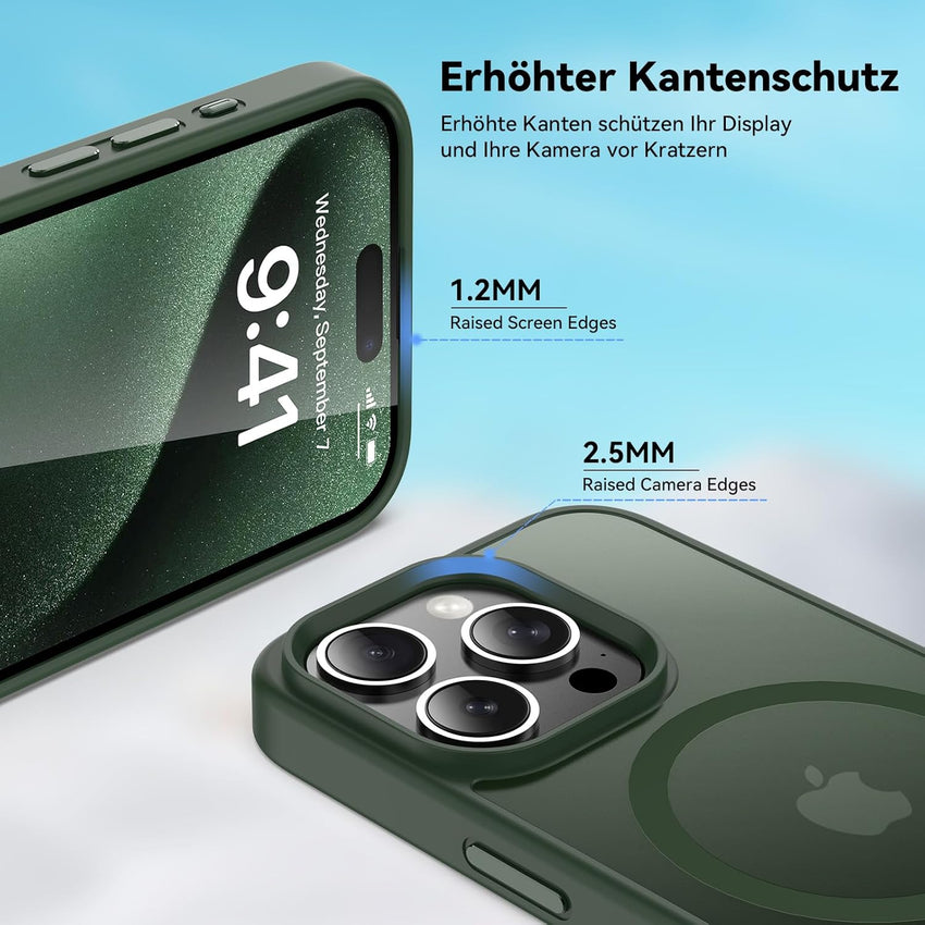 Natiiozie Magnetic Case for iPhone 15 Pro 6.1 inch Compatible with MagSafe,Translucent Matte Slim Case Shockproof Military-Grade Protection iPhone 15 Pro Cover - Green