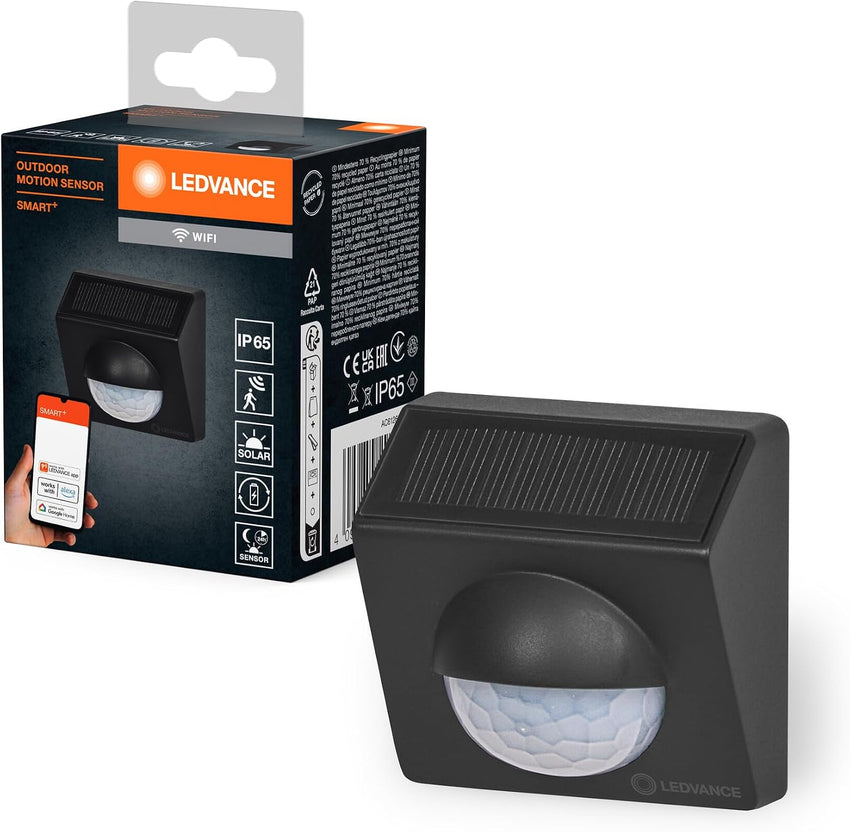 LEDVANCE SMART+ Outdoor Motion Sensor WiâFi Solar-Powered Motion Detection â Grey