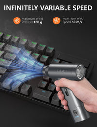 Cordless Compressed Air Duster Rechargeable 130,000 RPM Brushless Motor Stepless Speed â Handheld