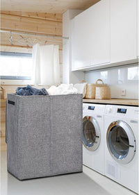 DOKEHOM 150L Double Laundry Basket with Lid and Removable Laundry Bags, Large Collapsible Laundry Hamper with 2 Sections for Bedroom, Bathroom, Laundry Room, Colloge (Grey)