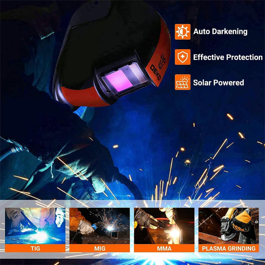 DEKO Welding Mask Helmet Auto Darkening, Welders Mask, Welding Helmets Solar Powered Auto Darkening