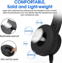 Venker LCL Headsets with Microphone, USB Headset 3m Length Noise Cancelling Headset Stereo Headphones for PC, Laptop USB/3.5mm, Multi-Use USB Headset for Meeting, Daily Using etc