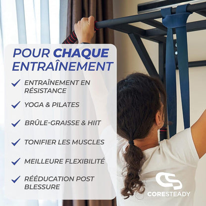 Coresteady Pull Up Bands & Resistance Bands - Rubber Heavy Duty Elastic Loop Band for Men & Women - Build Fit Power & Muscle - Training, Fitness Assist Pull Ups & Gym Exercise - Blue, 30-80kg