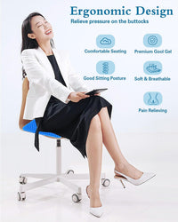 Rewoalzx 2025 Upgraded Cooling Gel Seat Cushion 50x50x5cm - Extra Thick Honeycomb Blue Cushion for Back Pain Relief, Breathable & Machine Washable - Office, Car, Wheelchair