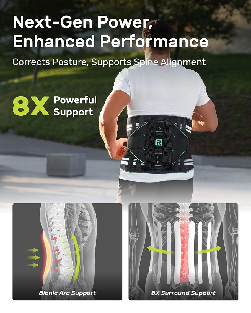 Lumbar Support Belt 8-Point 3D Pad Breathable Back Brace â Blue XXL
